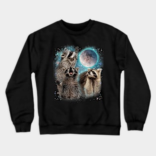 3 Racoon Moon Howling Raccoon Head Funny For Men, Women, Kid T-Shirt Crewneck Sweatshirt